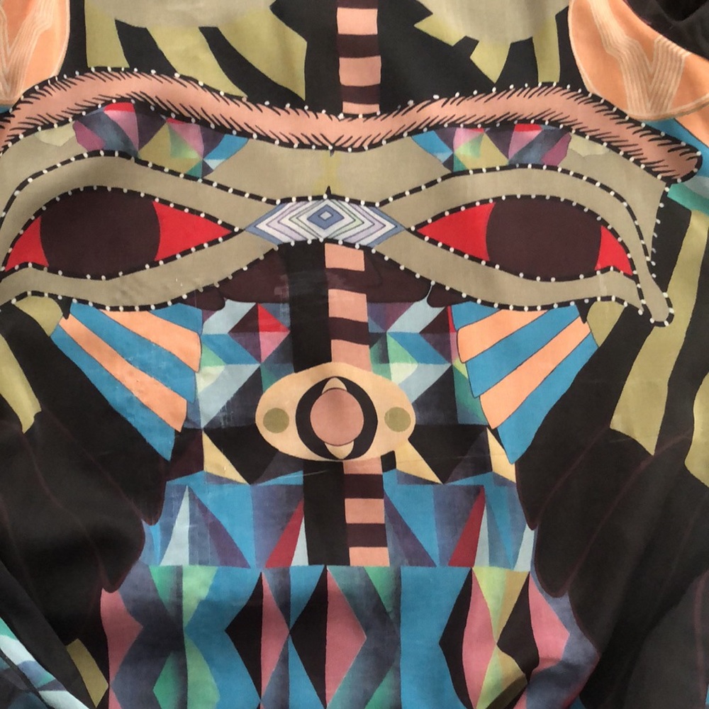 SOLD- ⭐HOST PICK- QIAN MO GE- VINTAGE BOHEMIAN PRINT CHIFFON DRESS-ORIENTAL P… - Picture 8 of 16